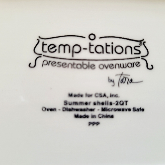 Temp-tations Summer Shells 2 Qt Covered Casserole Dish w Lid Oven Safe - Picture 7 of 11